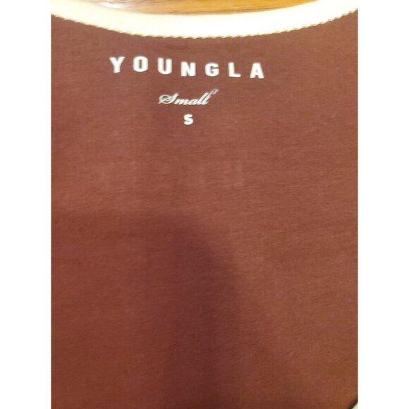 Youngla Classics Tank Mens Size Small Brown Cream Trim Logo Workout #324 NWT - Picture 4 of 7